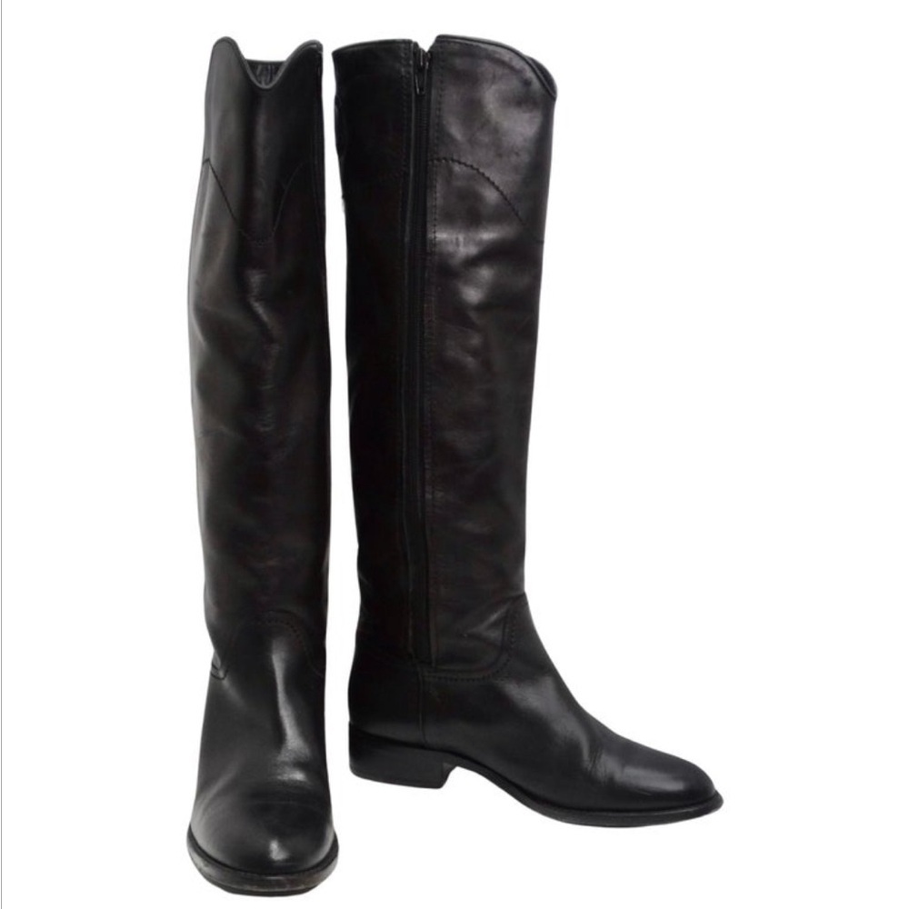 Chanel Interlocking CC Logo Black Leather Riding Boots